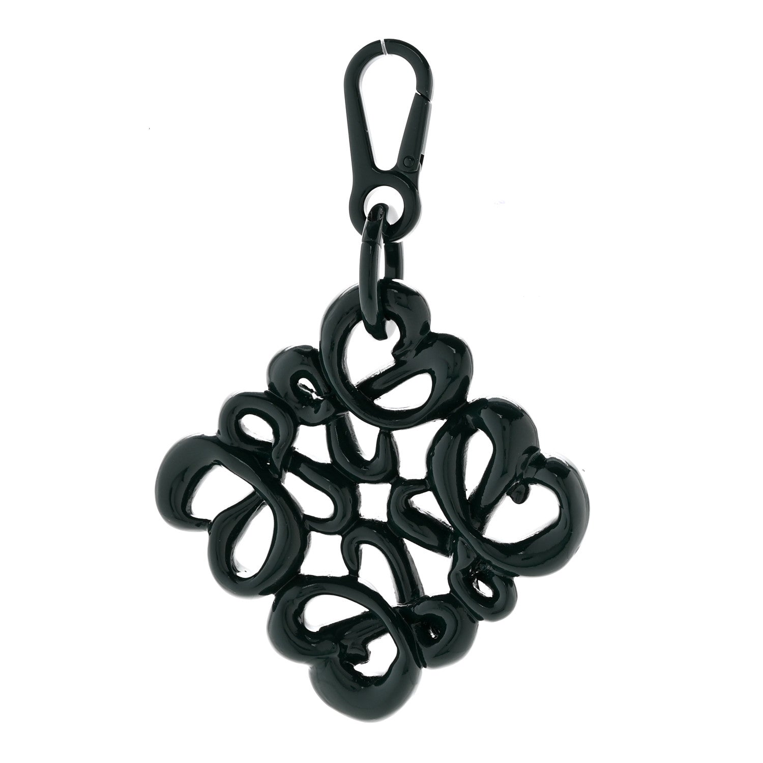 Loewe Varnished Metal Anagram Bag Charm Key Holder Dark Green 1 of 3
