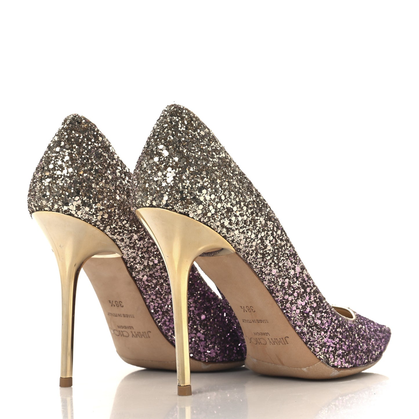 Coarse Glitter Degrade Abel Pumps 38.5 Boho Pink Gold