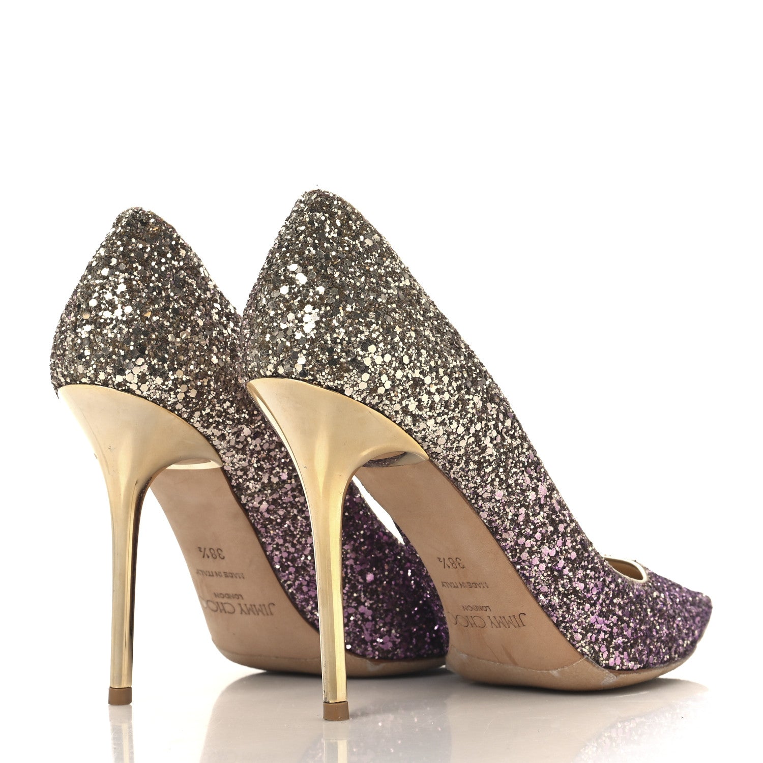 Jimmy Choo Coarse Glitter Degrade Abel Pumps 38.5 Boho Pink Gold 5 of 9