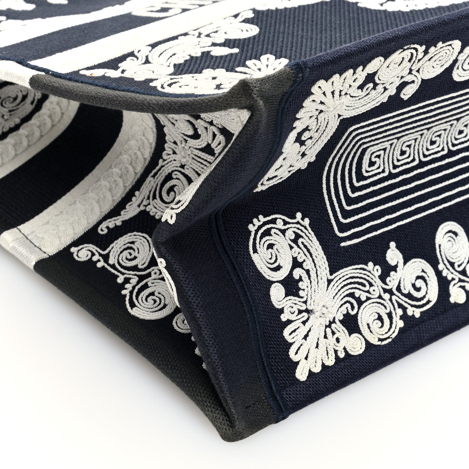 Christian Dior Canvas Embroidered Cornely Book Tote Blue White 9 of 10