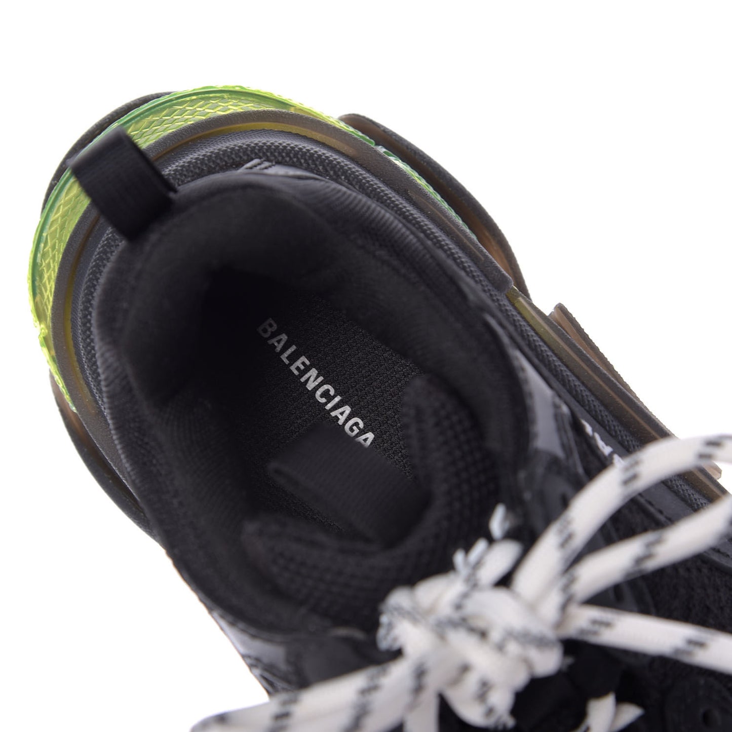 Fabric Mesh Clear Sole Womens Triple S Sneakers 37 Black Yellow Fluo