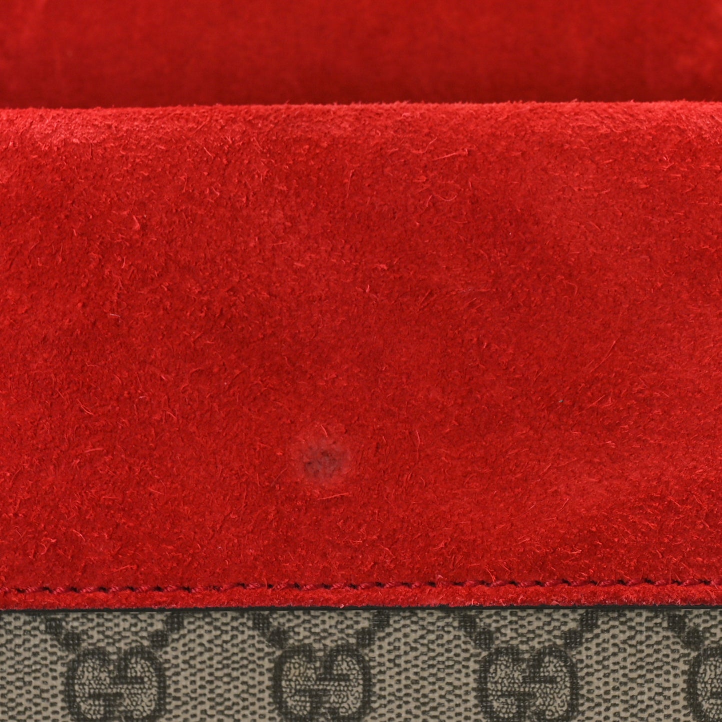 GG Supreme Monogram Suede Mini Dionysus Shoulder Bag Beige Ebony Vulcanic Red