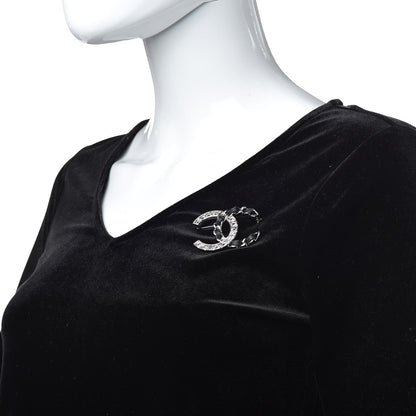 Chanel Lambskin Baguette Crystal CC Brooch Black Silver 2 of 5
