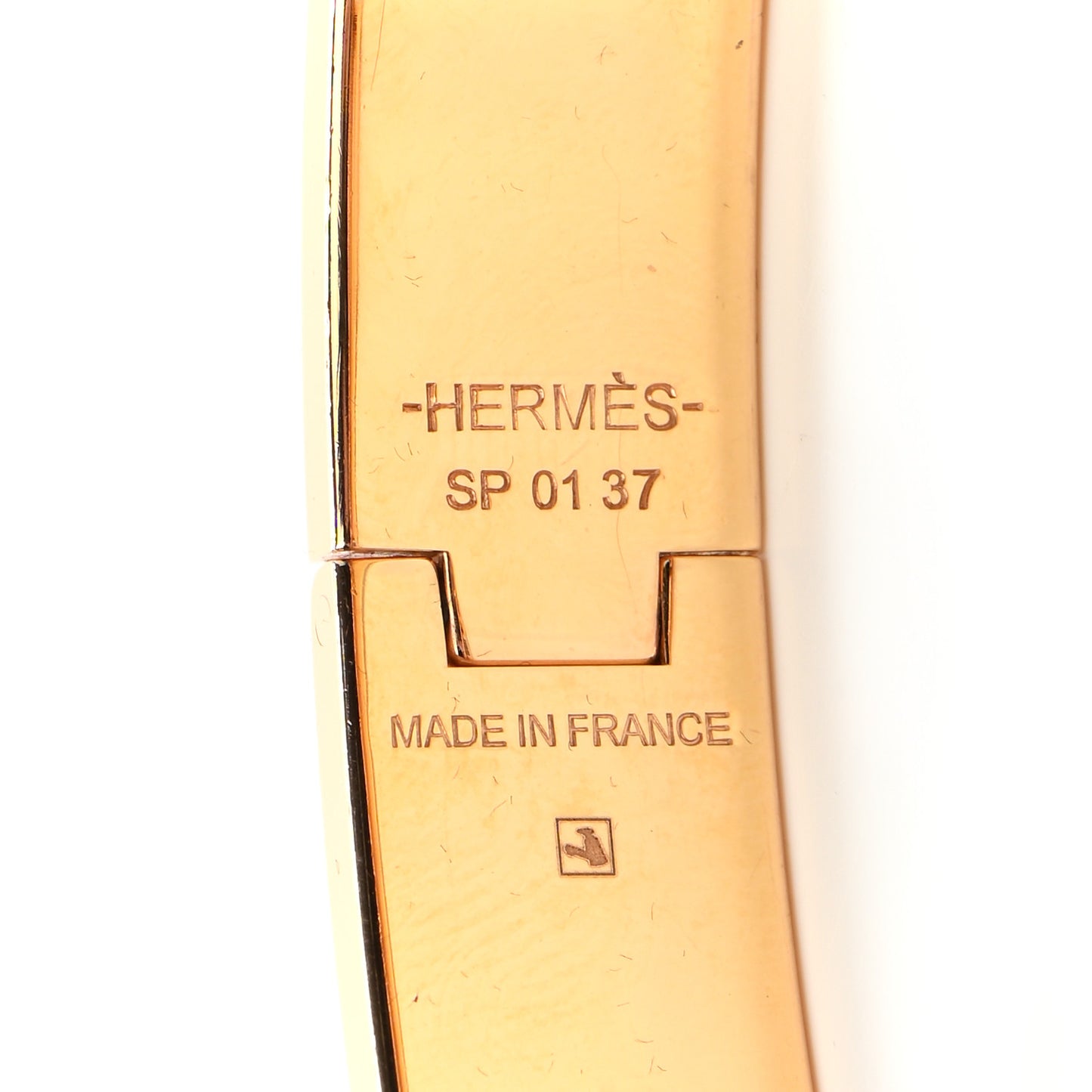 Enamel Charniere Uni Narrow Hinged Bracelet S Beige Rose