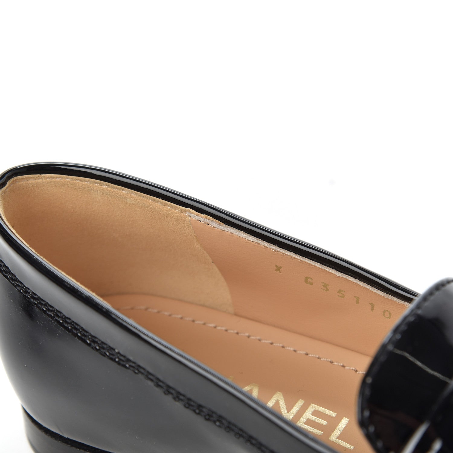 Chanel Patent CC Mocassin Loafers 35.5 Black 10 of 15