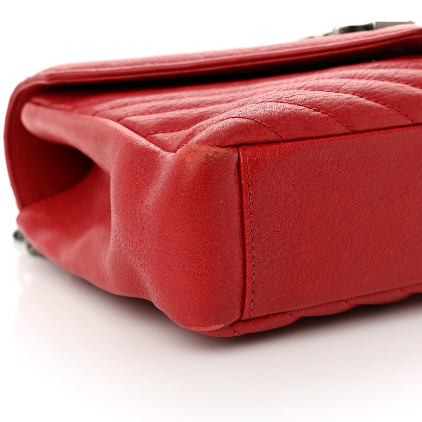 Sheepskin Matelasse Chevron Monogram Medium College Bag Rouge