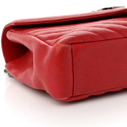 Saint Laurent Sheepskin Matelasse Chevron Monogram Medium College Bag Rouge 9 of 16
