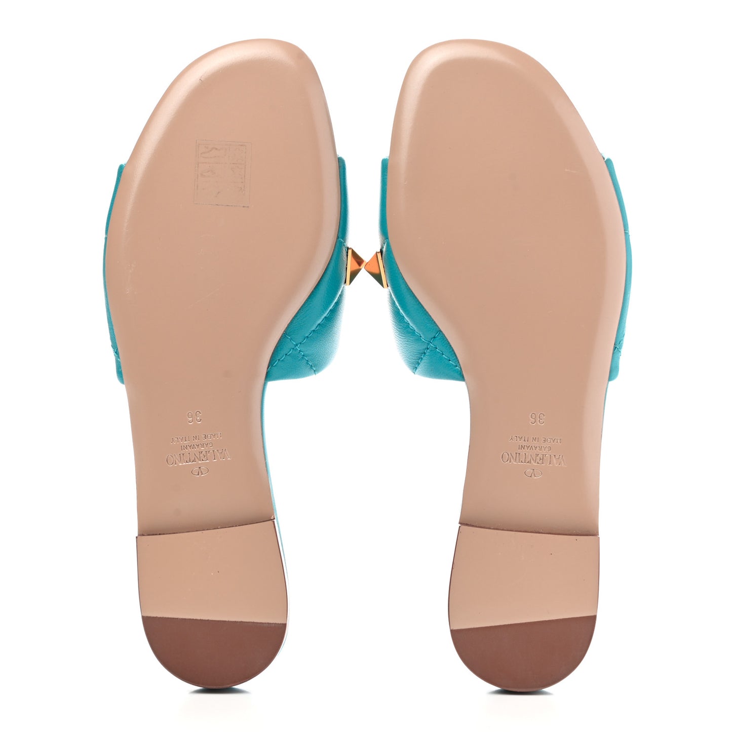Nappa Roman Stud Flat Slide Sandals 36 Sky Fall