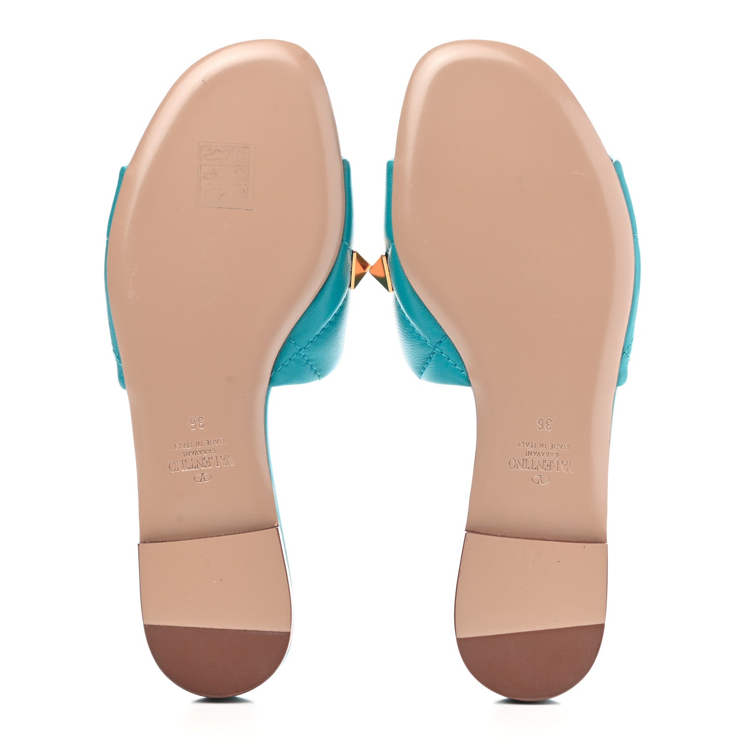 Valentino Garavani Nappa Roman Stud Flat Slide Sandals 36 Sky Fall 5 of 9