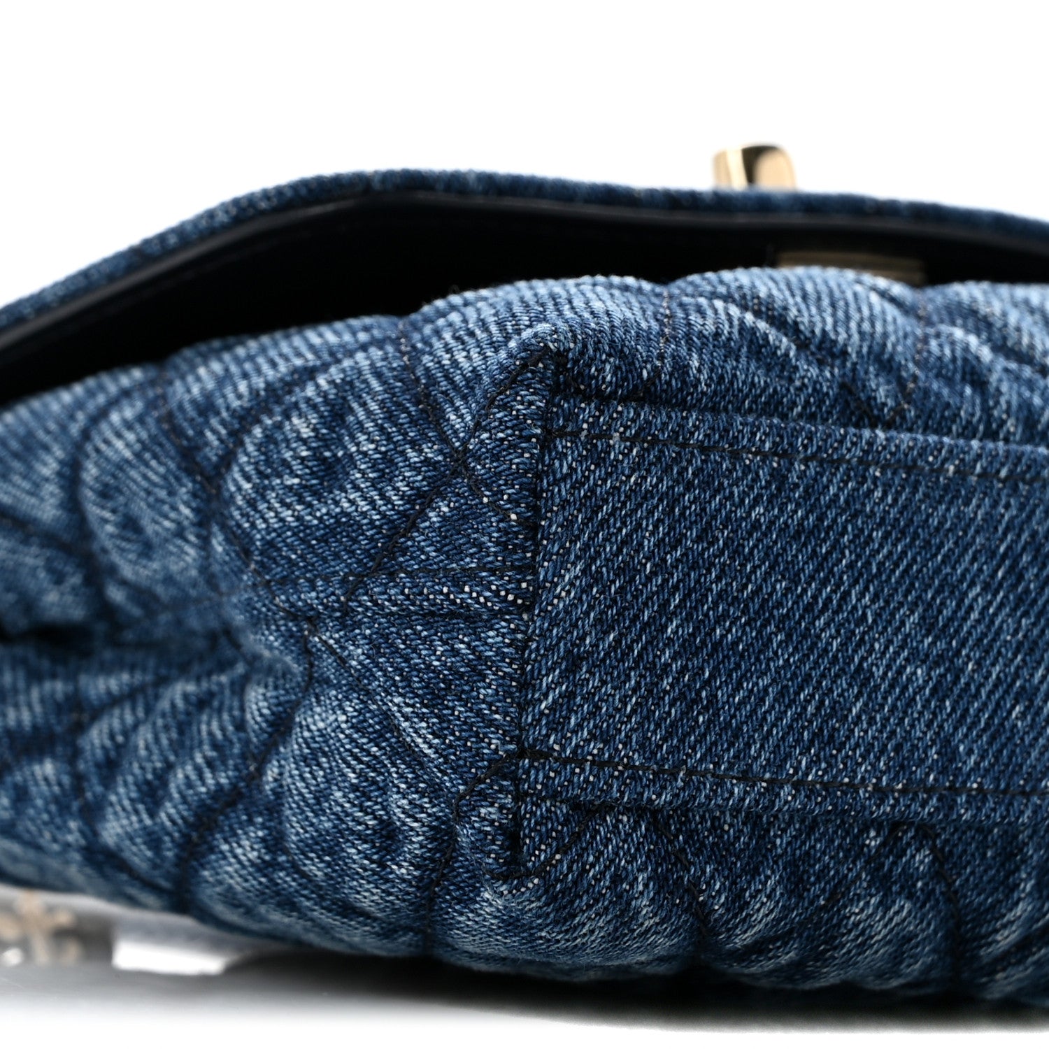 Chanel Washed Denim Calfskin Quilted Coco Handle Clutch With Chain Blue 9 of 13