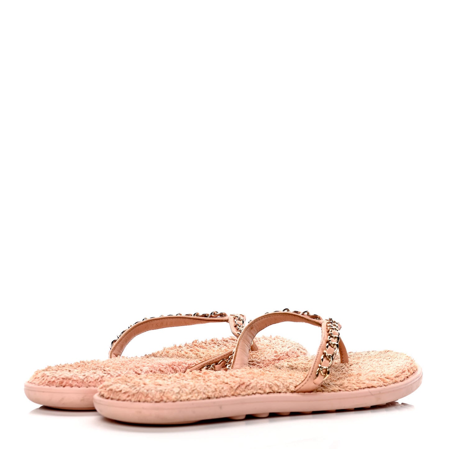 Calfskin CC Chain Thong Sandals 38 Pink