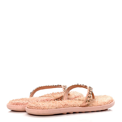 Chanel Calfskin CC Chain Thong Sandals 38 Pink 3 of 4