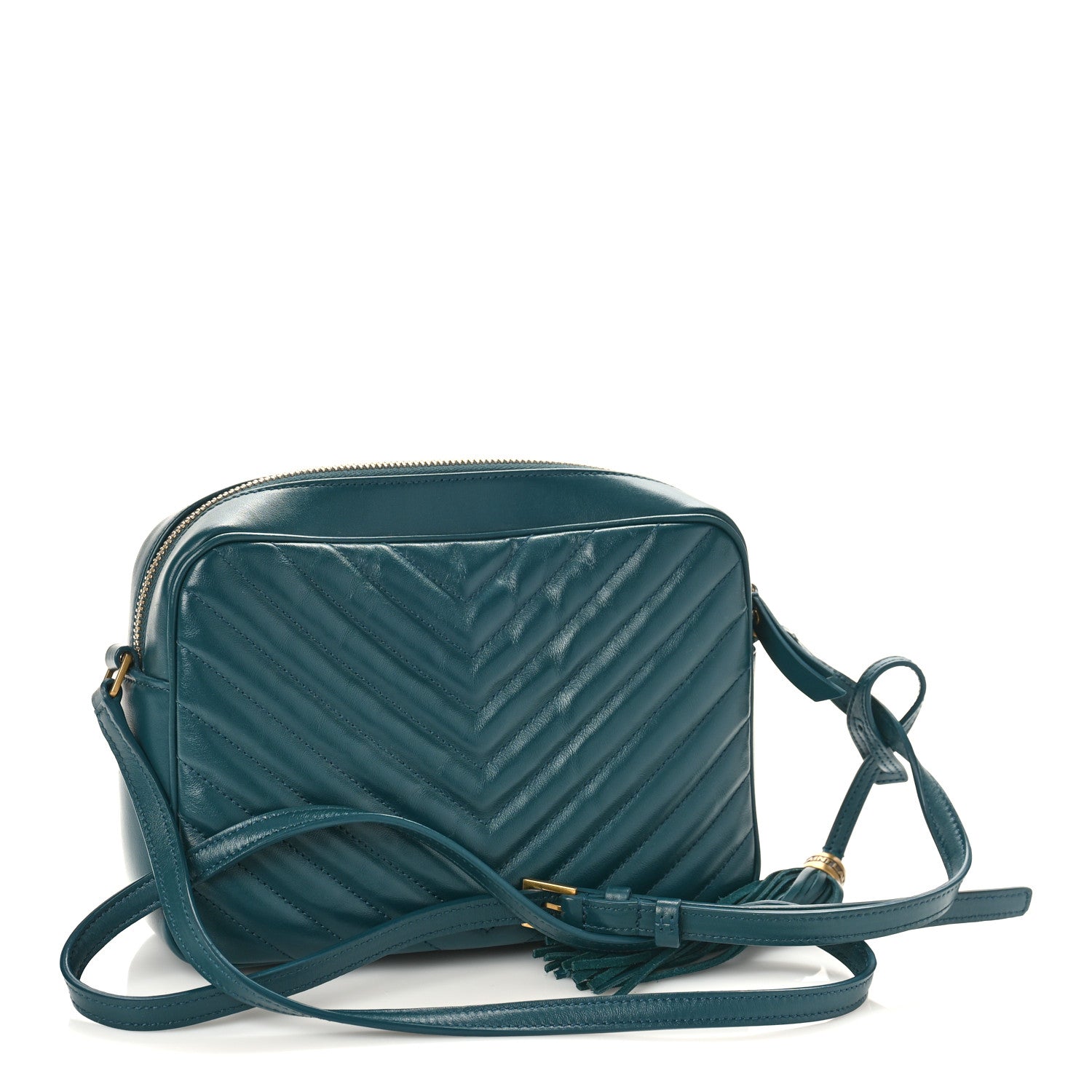 Saint Laurent Calfskin Matelasse Monogram Lou Camera Bag Sea Turquoise 3 of 9