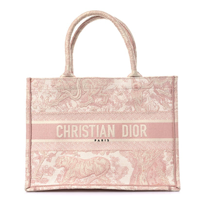 Christian Dior Canvas Toile De Jouy Embroidered Medium Book Tote Pink 1 of 15