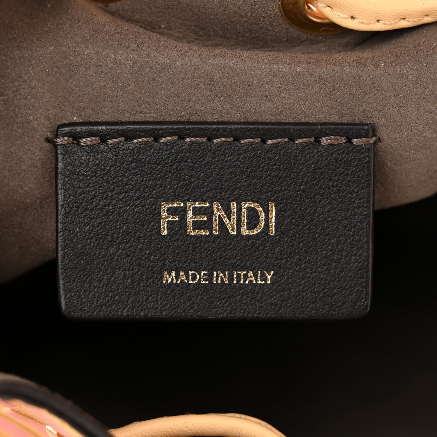 Vitello Liberty F is Fendi Bi-Color FF 1974 Embossed Mini Mon Tresor Bucket Bag Savana Lollypop
