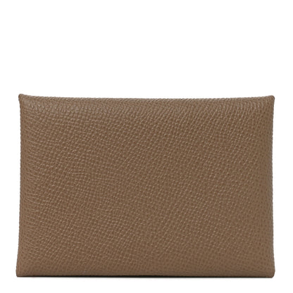 Hermes Epsom Calvi Duo Card Case Etoupe 1 of 8