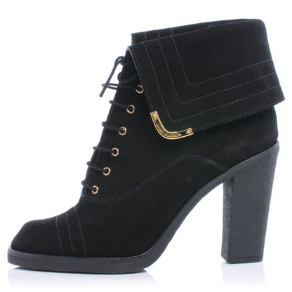 Louis Vuitton Suede Lace Up Ankle Boots 39.5 Black 1 of 7