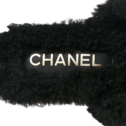 Chanel Suede Calfskin Shearling Turn Lock Clogs 40 Black 8 of 9