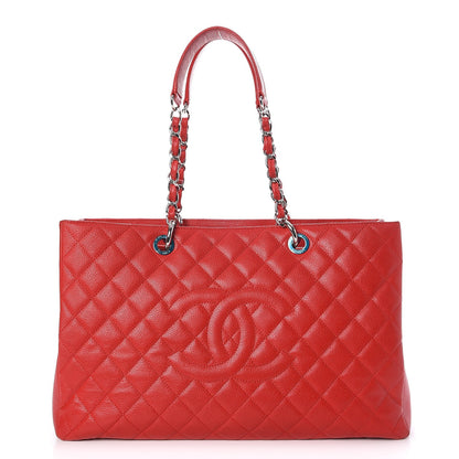 Chanel Caviar Quilted XL Grand Shopping Tote GST Red 1 of 10