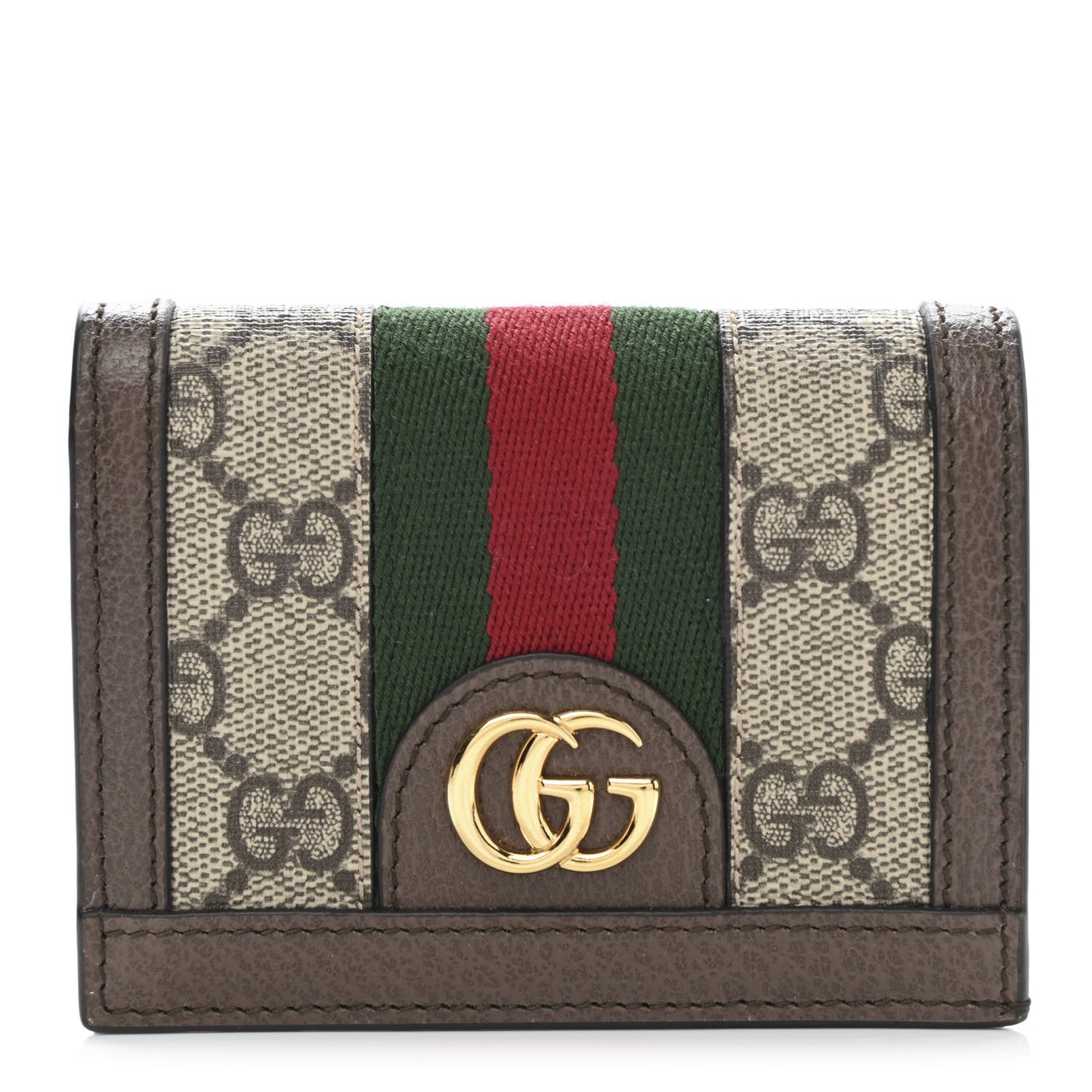 GG Supreme Monogram Web Ophidia Card Case Beige New Acero