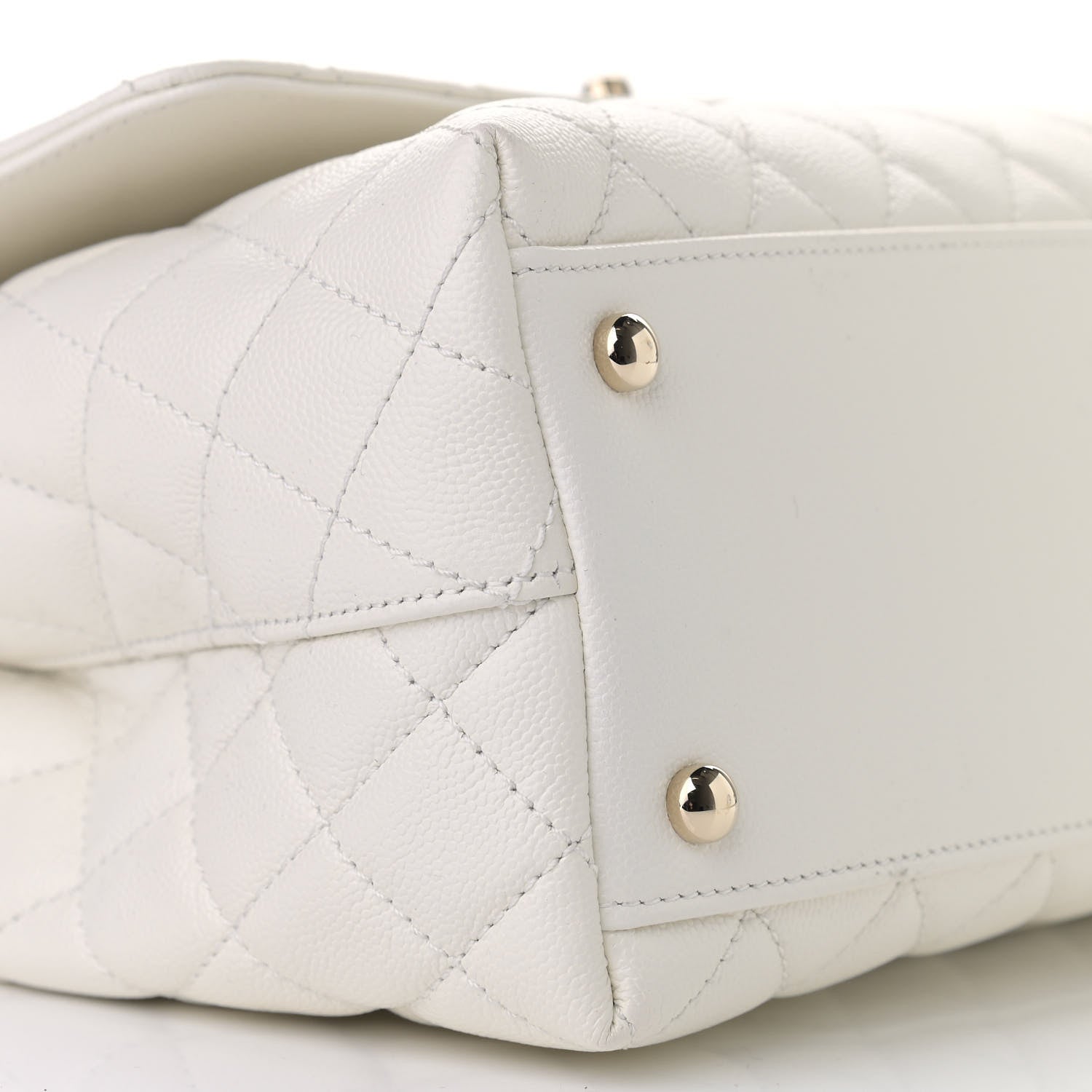 Chanel Caviar Quilted Small Coco Handle Flap White 8 of 9