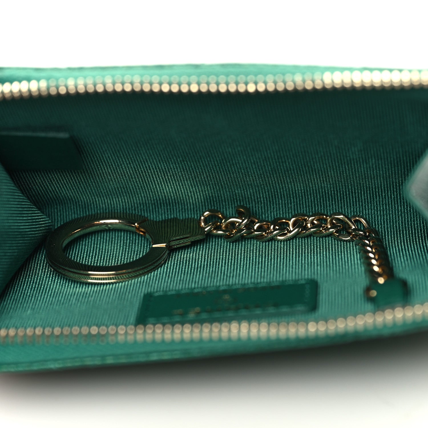 Chanel Metallic Caviar Quilted Zipped Key Holder Case Green 5 of 8