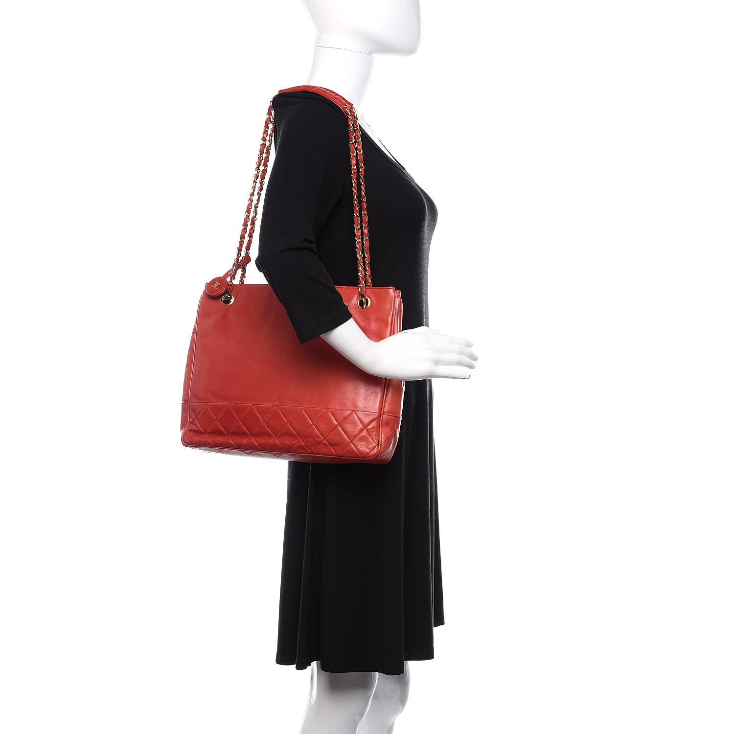 Chanel Lambskin Quilted Tote Red 2 of 11