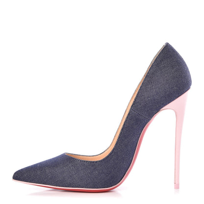 Christian Louboutin Denim Jazz Calf So Kate 120 Pumps 37.5 Blue Pompadour 1 of 9