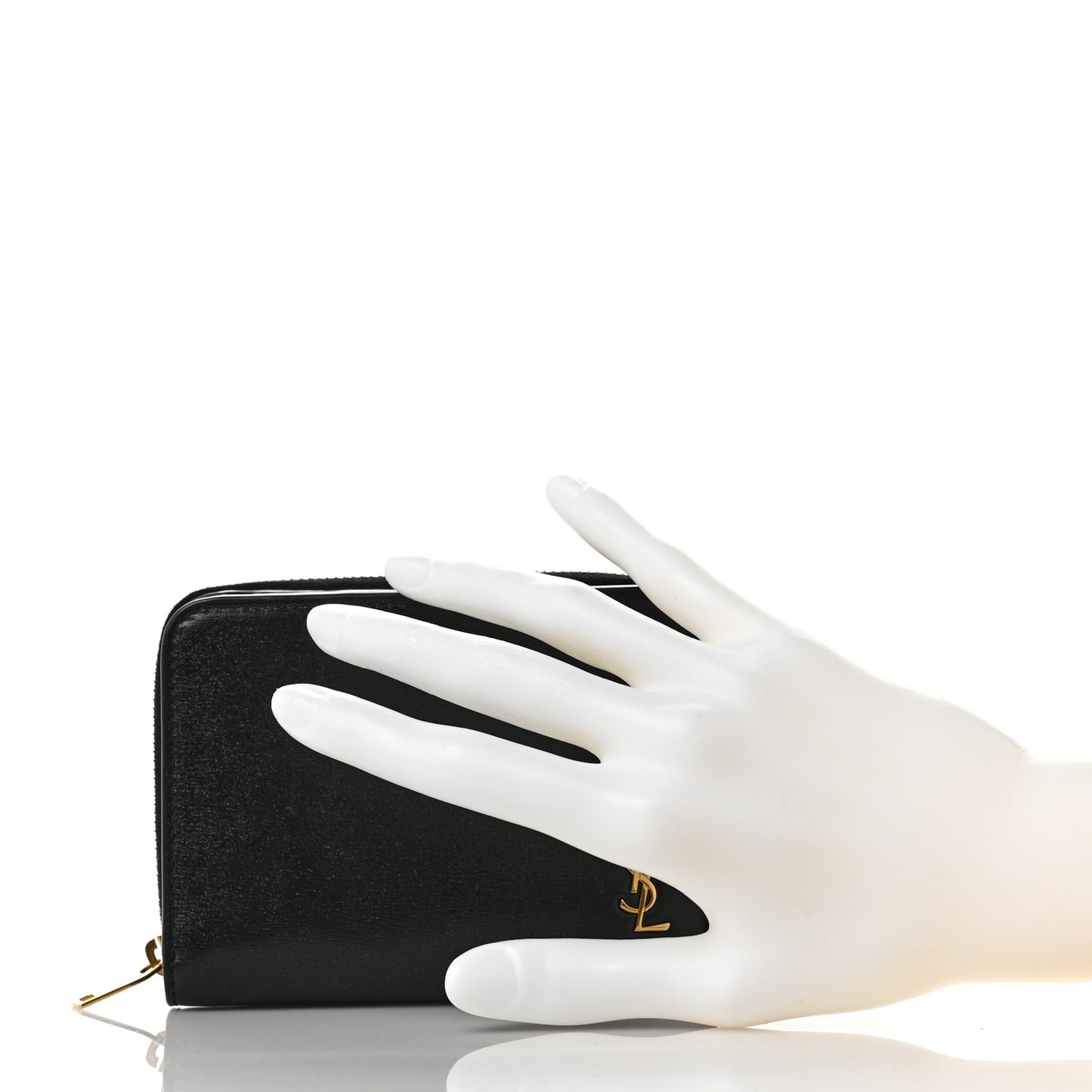 Calfskin Compact Zip Around Wallet Black