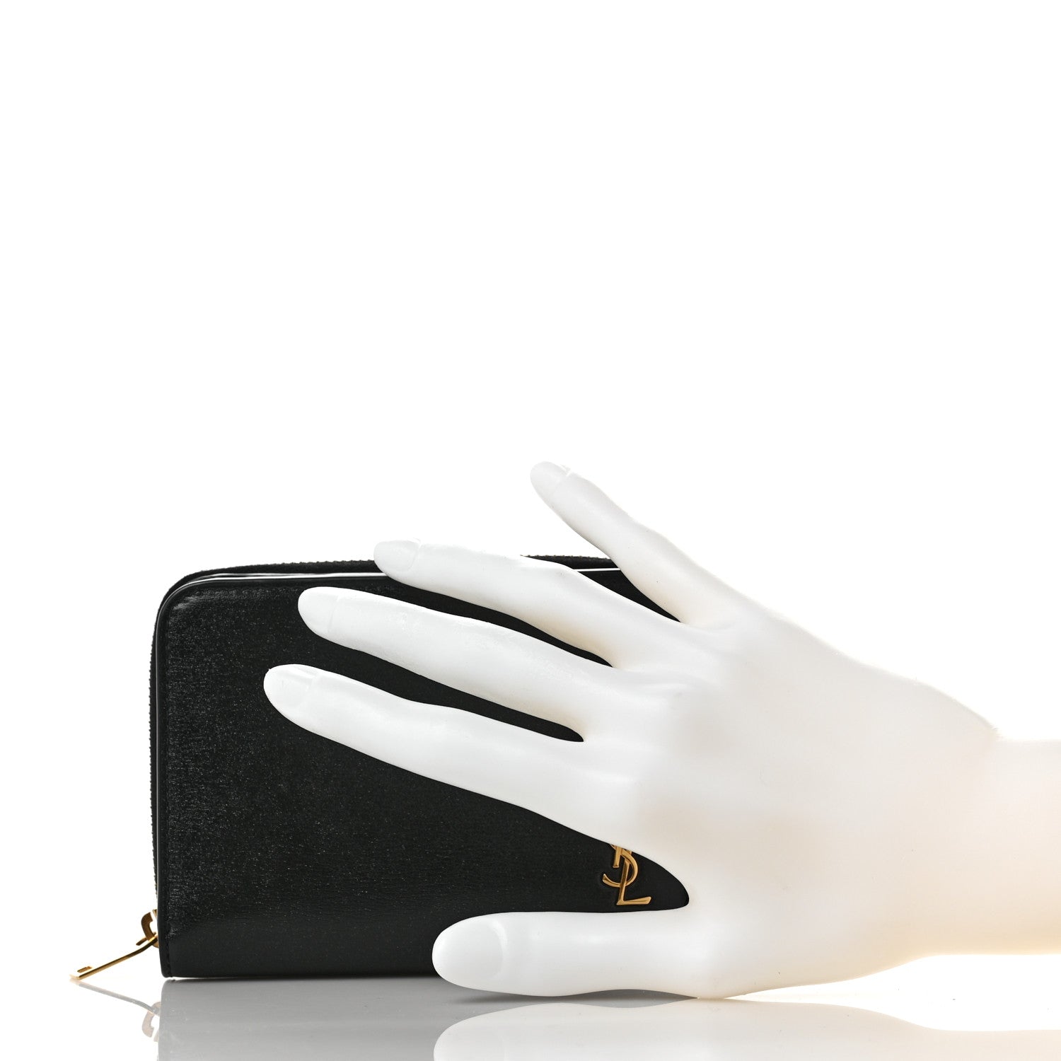 Saint Laurent Calfskin Compact Zip Around Wallet Black 2 of 7