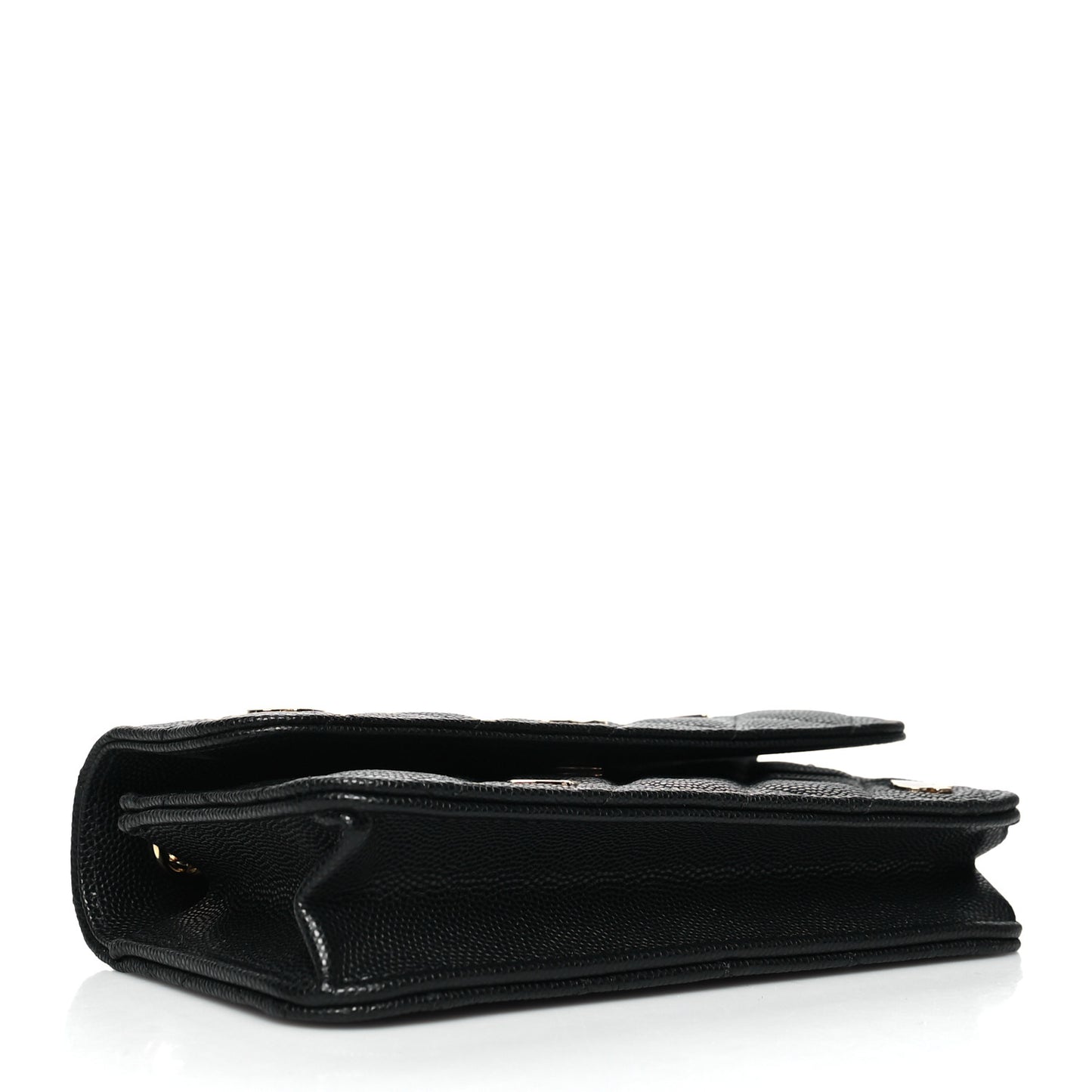 Caviar Quilted Enamel Coco Casino Flap Phone Holder With Chain Black