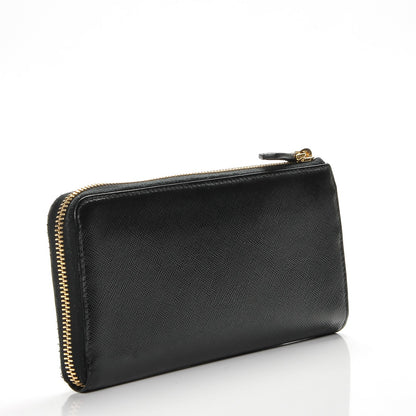 Prada Saffiano Metal Zip Around Wallet Nero Black 3 of 7