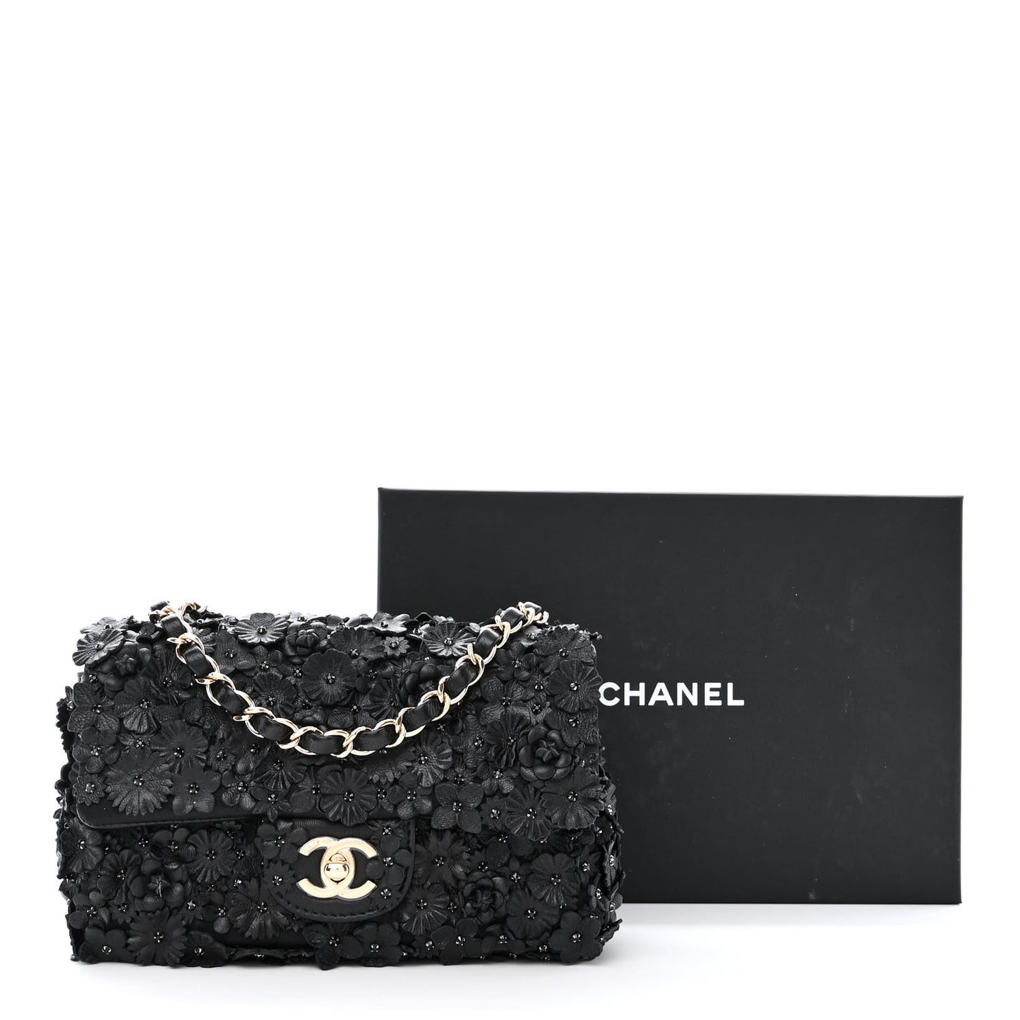 Lambskin Small Camellia Flap Black