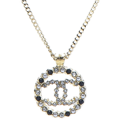 Chanel Pearl CC Pendant Necklace Gold Black 4 of 6