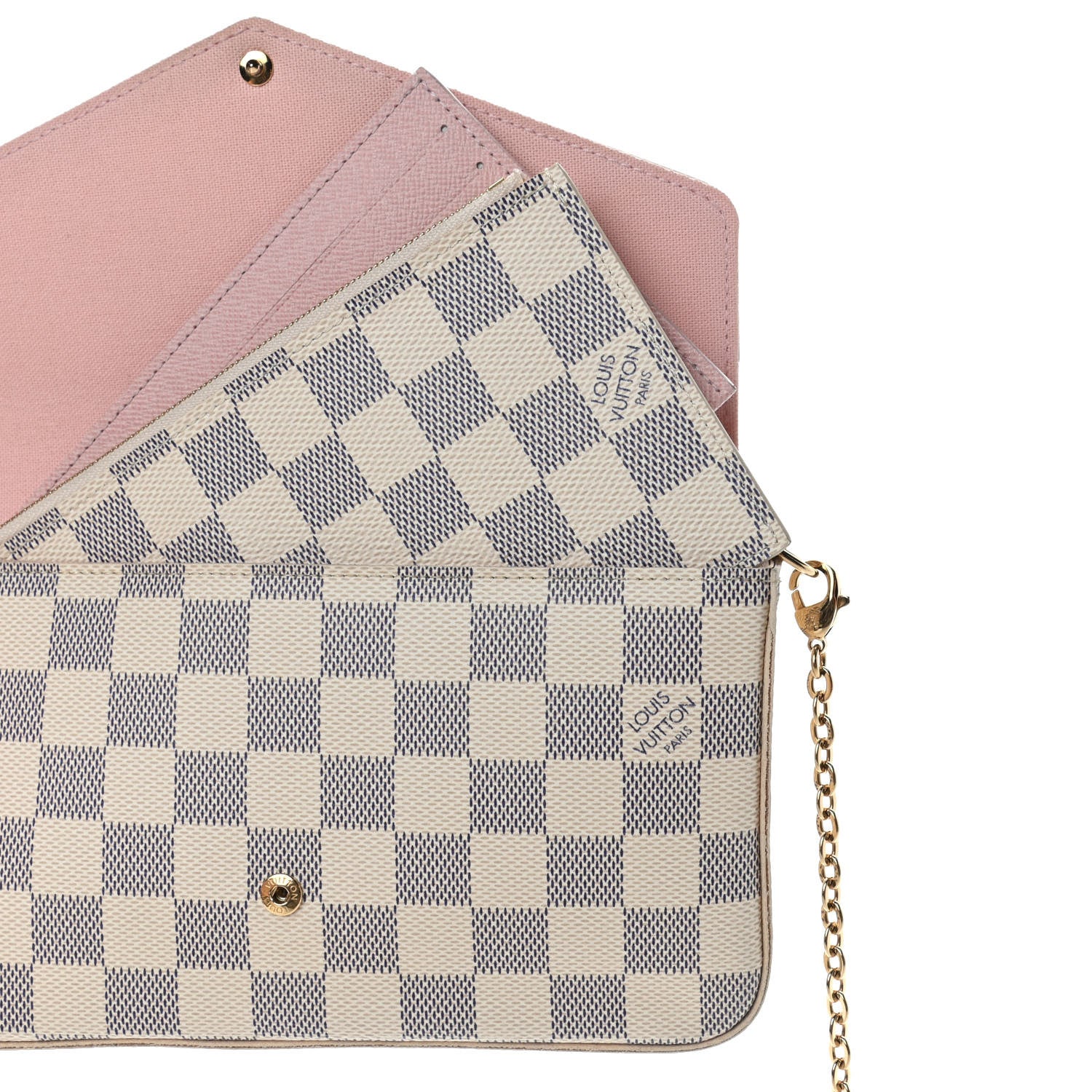 Louis Vuitton Damier Azur Pochette Felicie Chain Wallet Rose Ballerine 5 of 5