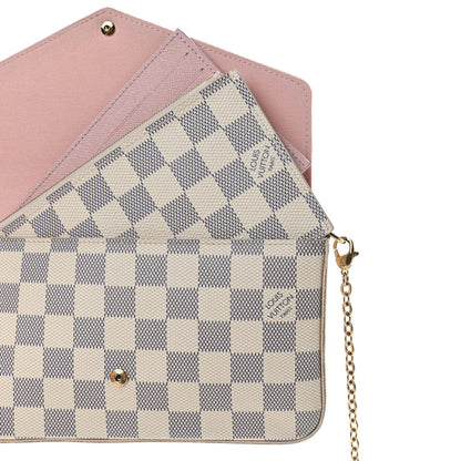 Louis Vuitton Damier Azur Pochette Felicie Chain Wallet Rose Ballerine 5 of 5