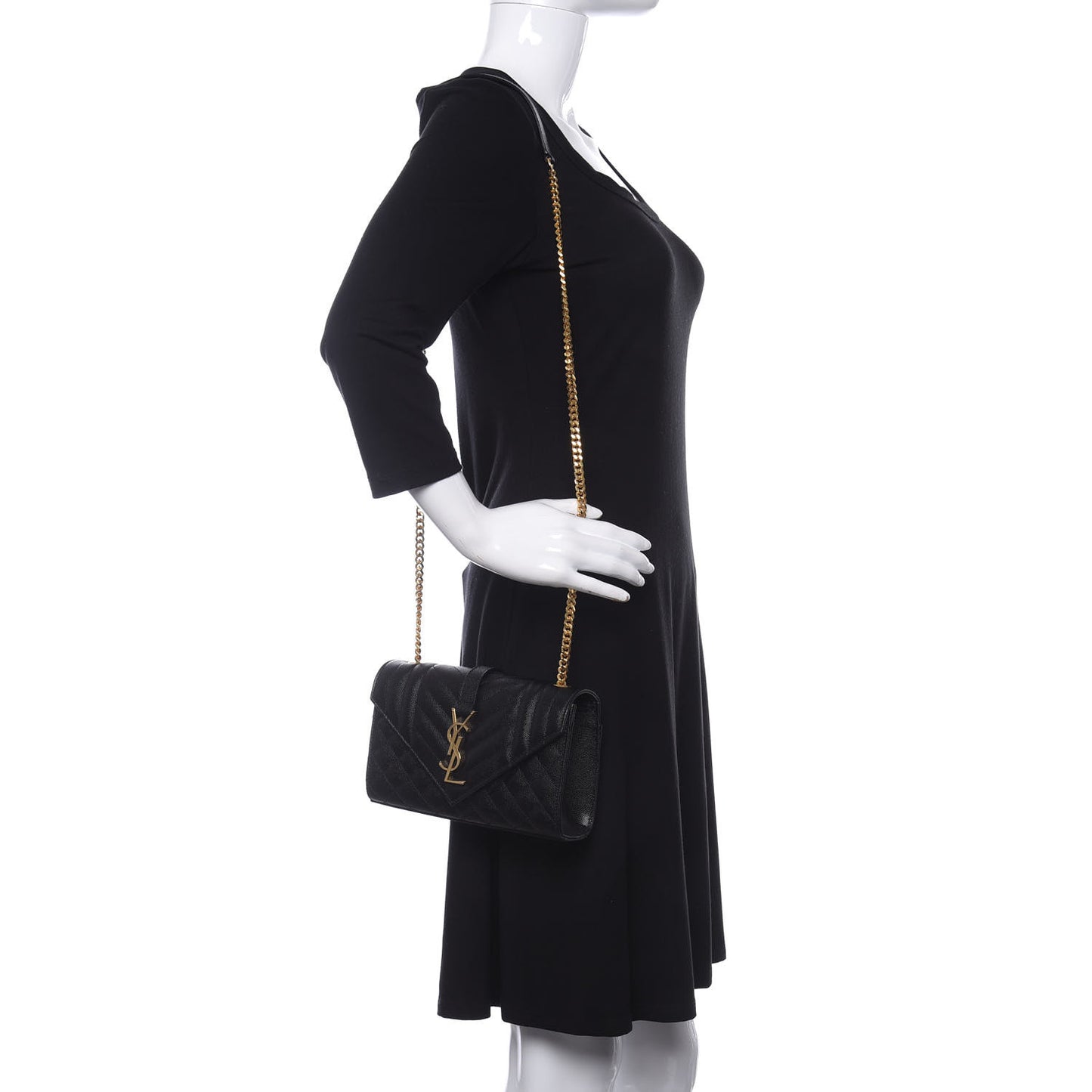 Grain De Poudre Textured Mixed Matelasse Triquilt Small Monogram Satchel Black