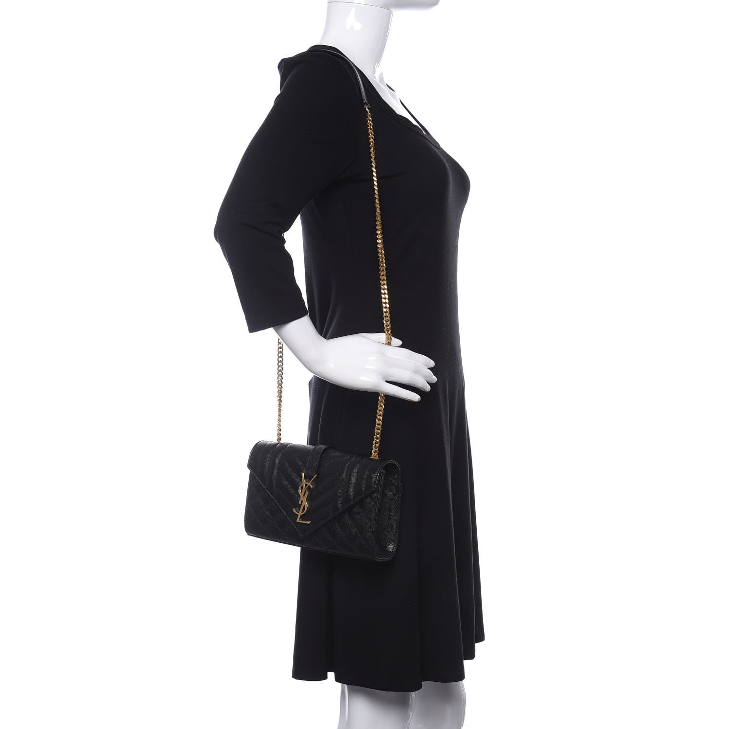 Saint Laurent Grain De Poudre Textured Mixed Matelasse Triquilt Small Monogram Satchel Black 2 of 10