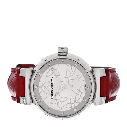 Louis Vuitton Stainless Steel Vernis Diamond Mother of Pearl 34mm Tambour Lovely Quartz Watch 2 of 4