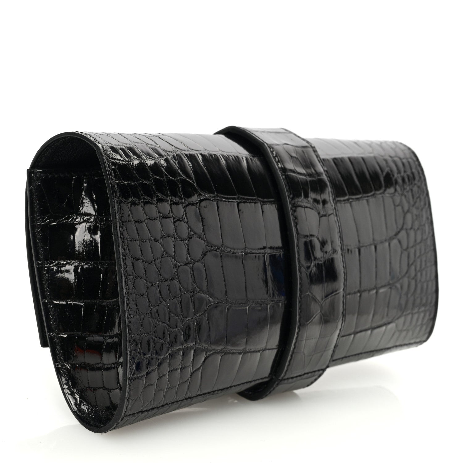 Hermes Shiny Alligator Medor Clutch 23 Black 3 of 8