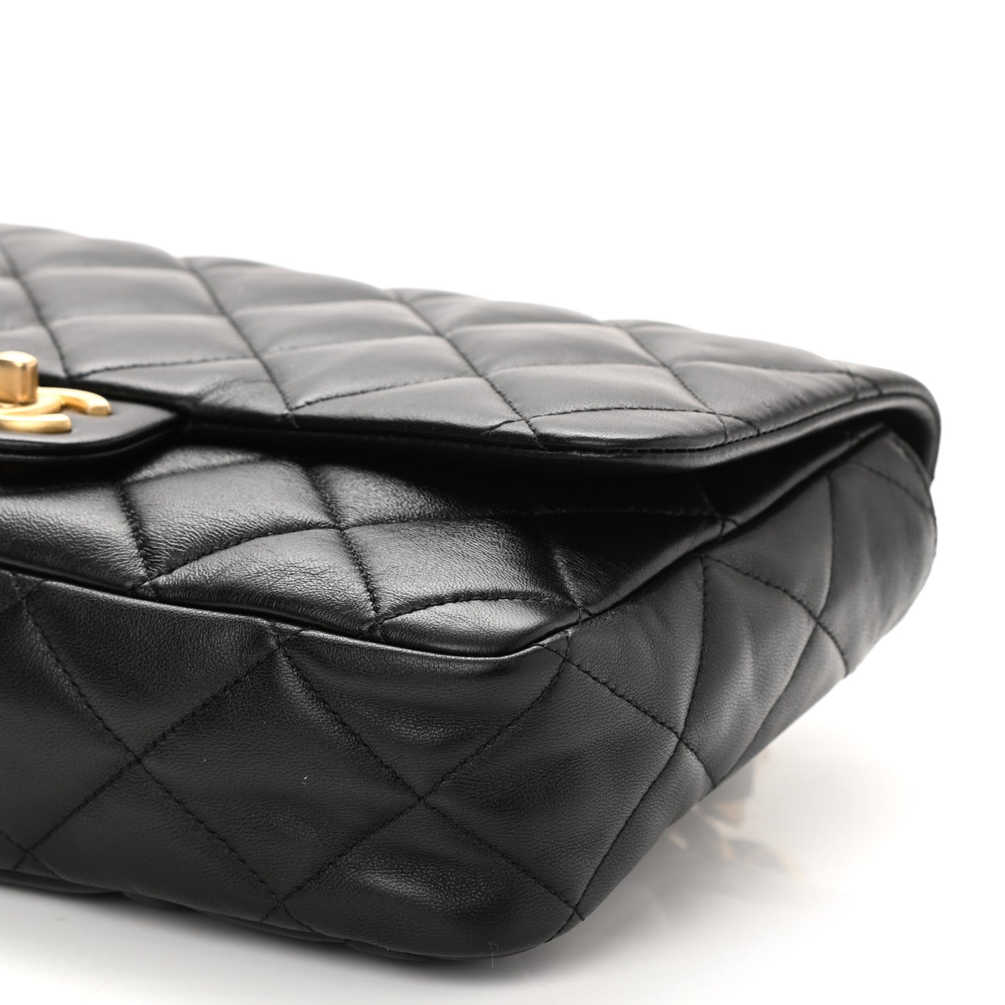 Lambskin Quilted Large CC Funky Town Flap Black