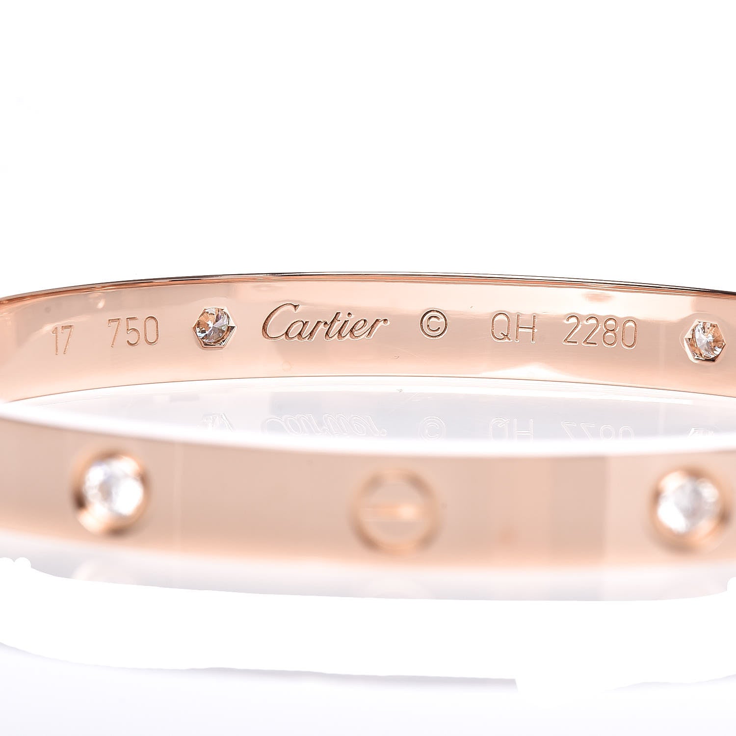 Cartier 18K Pink Gold 4 Diamond LOVE Bracelet 17 4 of 6