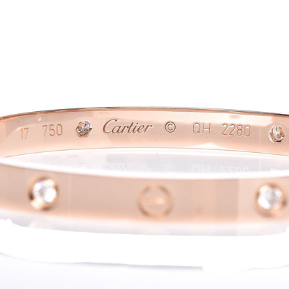 Cartier 18K Pink Gold 4 Diamond LOVE Bracelet 17 4 of 6