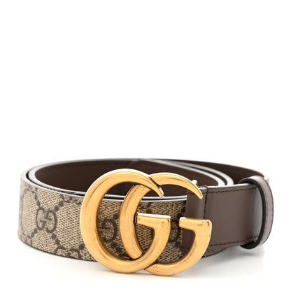 Gucci GG Supreme Monogram Matte Plutone Calfskin Double G 30mm Belt 75 30 Beige Ebony New Acero 1 of 6