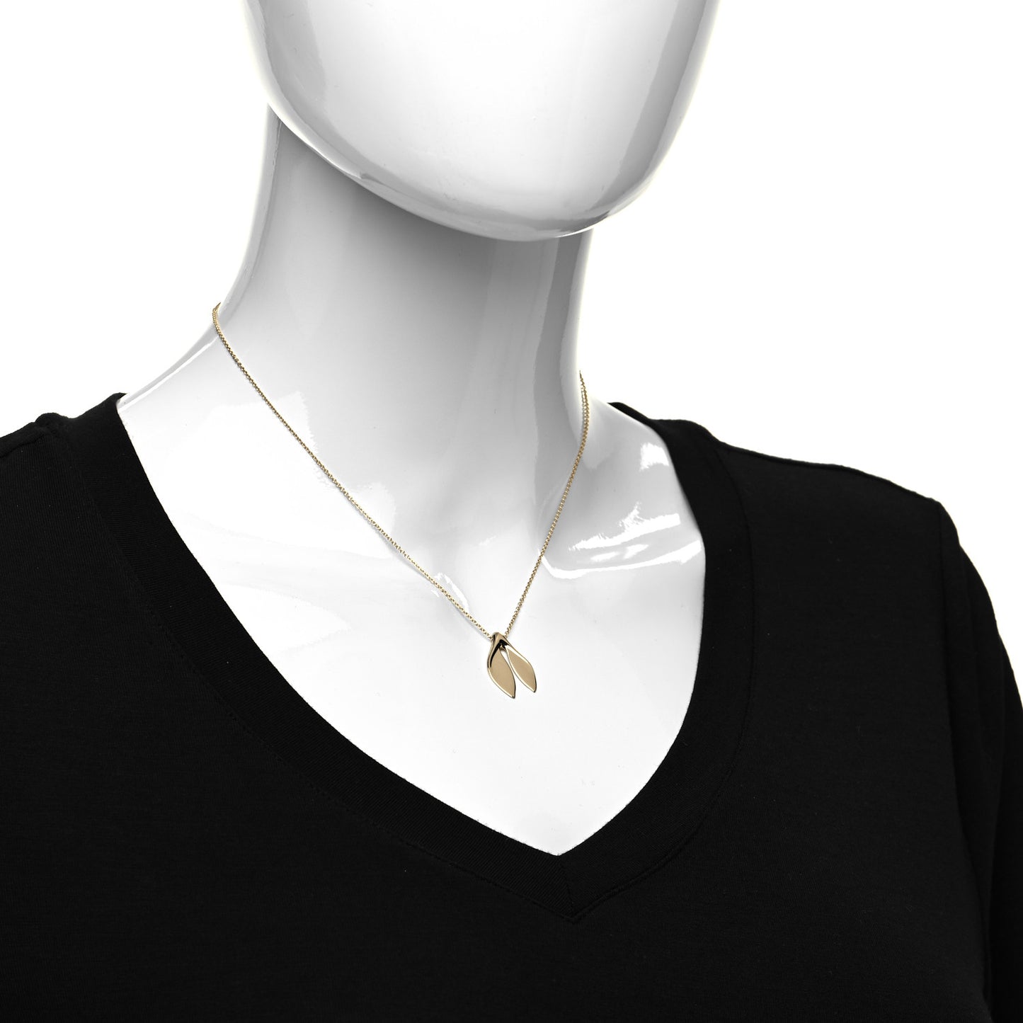 18K Yellow Gold Elsa Peretti Whale Tail Pendant Necklace