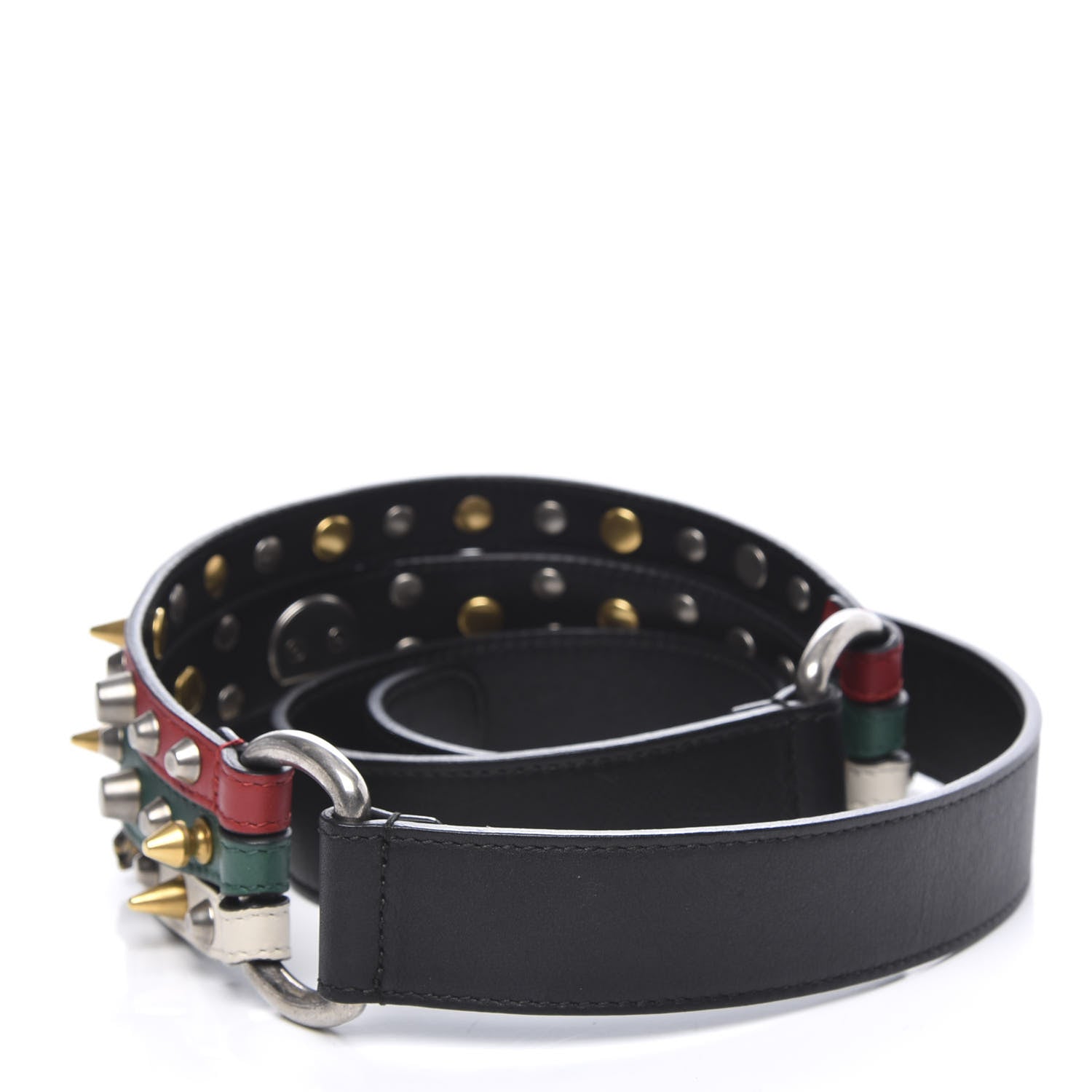 Gucci Calfskin Studded Web Belt 95 38 Black 2 of 5