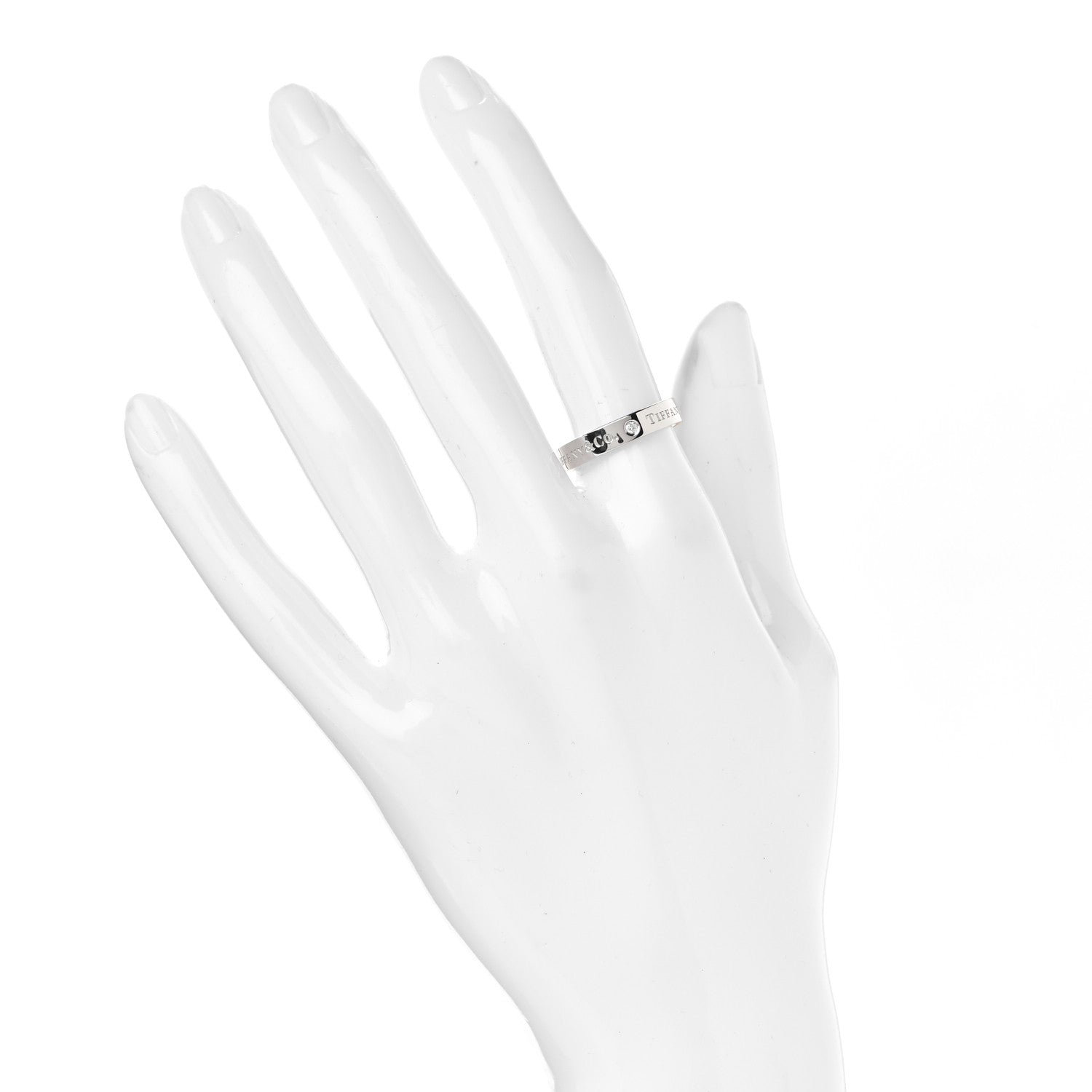Tiffany Platinum Diamond Logo Band Ring 51 5.75 2 of 4