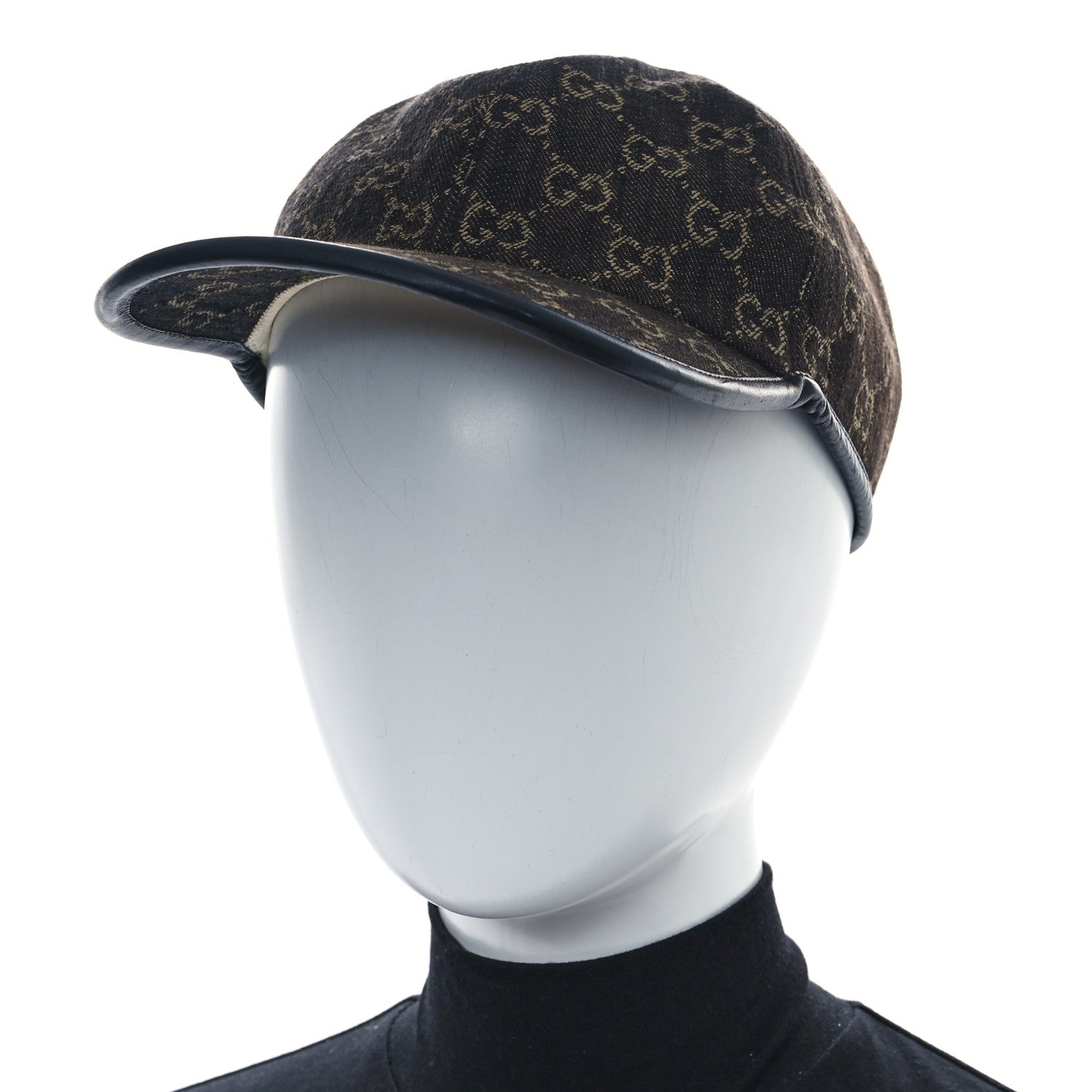 Gucci Denim Calfskin GG Monogram Oscar Baseball Hat M Black Ivory 2 of 11