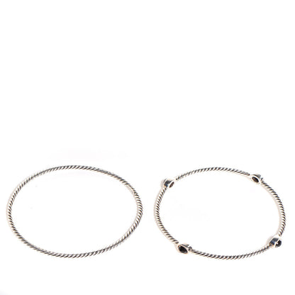 David Yurman Sterling Silver Black Onyx Color Classics Bangle Bracelet Set of 2 4 of 5