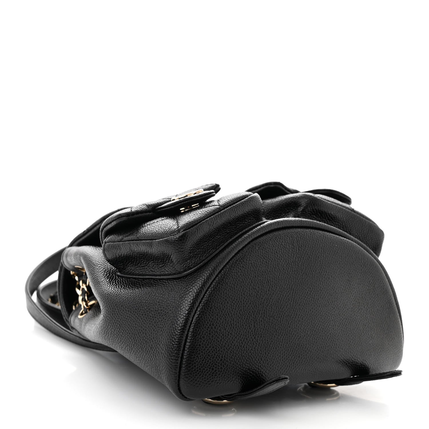 Chanel Shiny Caviar Quilted Small Duma Pockets Drawstring Backpack Black 4 of 10